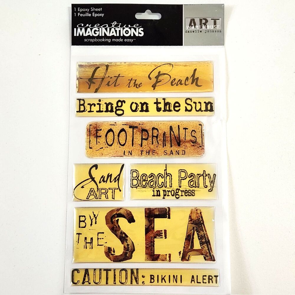 By the Sea Beach Vacation Scrapbooking Epoxy Bubble Sticker Sheet Ocean Travel